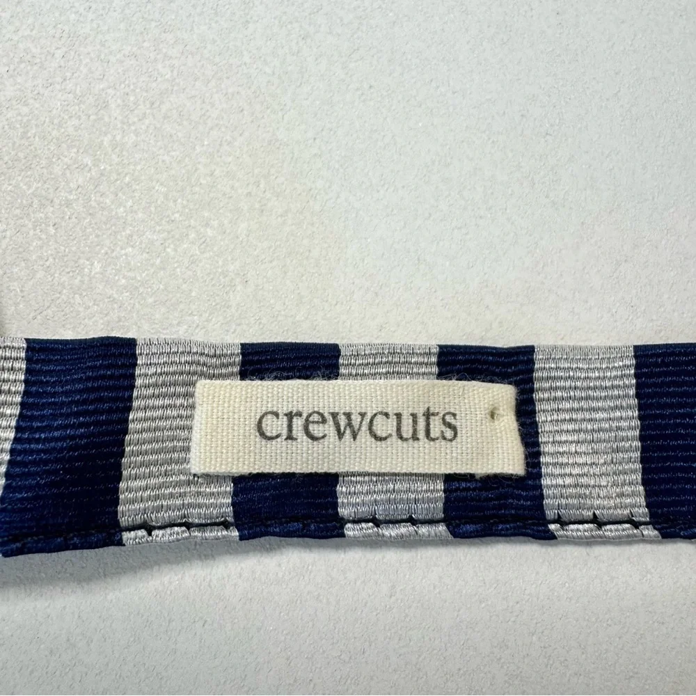 Crewcuts boys adjustable bow tie in striped blue and silver 100% silk